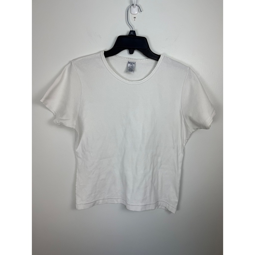 Regatta Womens XL White Cotton Short Sleeve T-Shirt Embroidered Neckline Basic